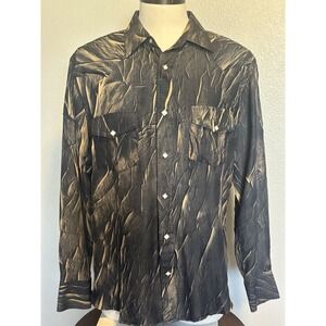 NEW COWBOY UP Shirt Men Large Western Pearl Snap Rodeo Button Down Textured Camo